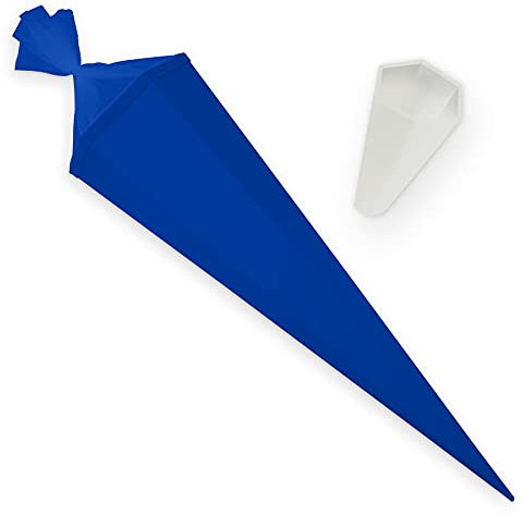 itenga Set Bastelschultüte eckig 85 cm inkl. Spitzenschutz - Schultüte Zuckertüte Rohling 1. Schuljahr (Ultramarinblau)