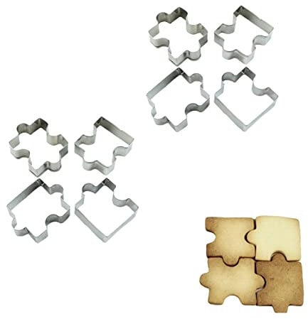 EPRHAY 2 Sets Puzzle Pieces Stainless Steel Cookie Cutter,Biscuit Molds Fondant Metal Jigsaw Cutter Baking Tools Cake Art Birthday Party Decoration Mold Party Supplies Favors