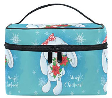 Cartone Animato Coniglietto Bouquet Poinsettia Beauty Case da Viaggio Donna Cosmetici Borsa Trucchi Make up Trucco Borse Makeup Organizzatore Ragazza