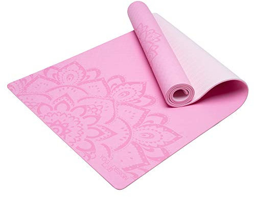 Yoga Design Lab Die Flow Yogamatte | Entwickelt für Unterstützung | Extra-Dick | Reversible | Ideal für Hot Yoga, Power, Vinyasa, Ashtanga & langsame Workouts | Mit Tragegurt (Mandala Rose, 6mm)