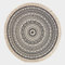 Homescapes runder Teppich, schwarz-weiß Gemustert, 145 cm großer Mandala-Teppich mit Fransen aus 100% Baumwolle, stylischer Boho-Teppich fürs Wohnzimmer oder Schlafzimmer mit geometrischem Muster
