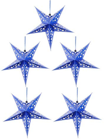 Happyyami 5stücke Papier Stern Lampenschirm Ornament in Blau Für Hochzeiten Weihnachten Und Partys Selbstmontage Ohne Werkzeug Für Lichterketten Und Feenlichter