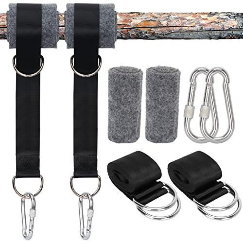 Simpolor Tree Swing Straps Hanging Kit with Two Heavy Duty Carabiners and Carry Pouch (Set of 2), 150 cm Ultra Strong Hammock Strap Holds 1000 lbs, Easy & Fast Installation for All Types of Swings
