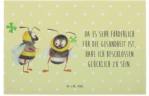 Mr. & Mrs. Panda Medium Glas Schneidbrett Hummeln Kleeblatt - Geschenk, Schneidebrett Aus, Hummel, Glasschneidebrett, glücklich Sein, Spruch Positiv, Lustige Sprüche, Fröhlich, Biene Deko