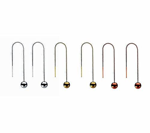 Musihy Chirurgenstahl Ohrringe Kugelohrringe Für Frauen Jahrestag Geschenk Für Sie Kettenohrringe Baumeln Kugel Anhänger Silber Gold Roségold 3 Paare