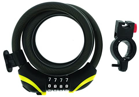 MICHELIN - Antivol Spirale à Code LED 150 cm Ø 12 mm - Code 4 Chiffres éclairé - Bande réfléchissante - Support de Fixation Inclus - Utilisation Quotidienne sécurisée.