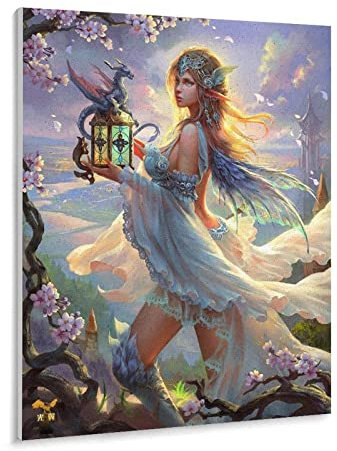 1000 Teile Puzzle - Cartoon Schönheit Engel Fee und Drachen Fantasy Bild - New York Pädagogisches Intellektuelles Stressabbau-Spielzeug für Kinder und Erwachsene (38x26cm)