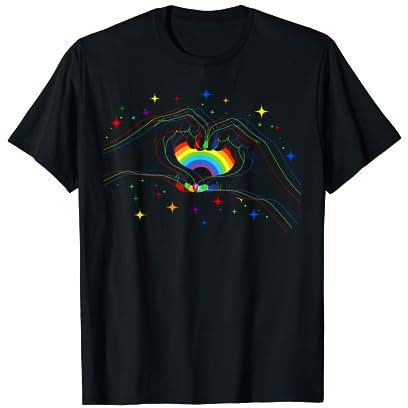 CSD LGBT Hände formen Regenbogen Herz Pride T-Shirt