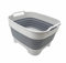 SAMMART 7.5L Collapsible Dishpan with Draining Plug - Foldable Washing Basin - Portable Dish Washing Tub - Space Saving Kitchen Storage Tub (Gray)