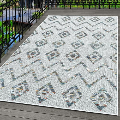 Carpettex Indoor & Outdoor Teppich Wetterfest Boho Design Teppich Küchen Balkon Terrasse Garten auch Wohnzimmer Teppich, Farbe: Multicolor, Größe: 240 x 340 cm