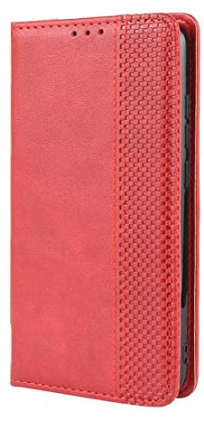 DESSEN Hülle für LG Velvet 5G, Premium Retro Wallet Style TPU/PU Leder Faltbare Handyhülle Phone Case mit Standfunktion und Kartenfach Schutzhülle. Rot