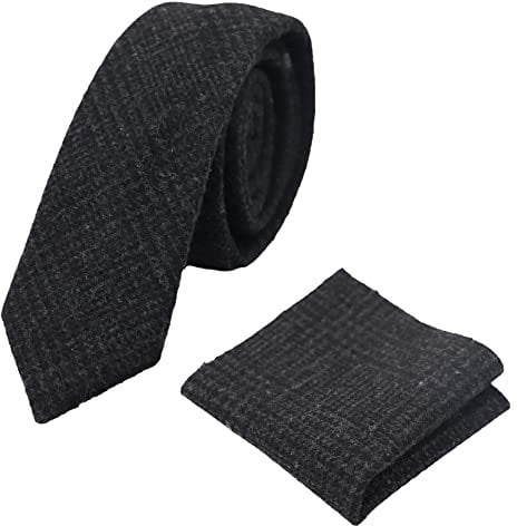 TruClothing.com Herren-Tweed-Krawatte mit Fischgrätenmuster Karo Klassisch Blau Braun Grau Schwarz - schwarz-ak11 One size