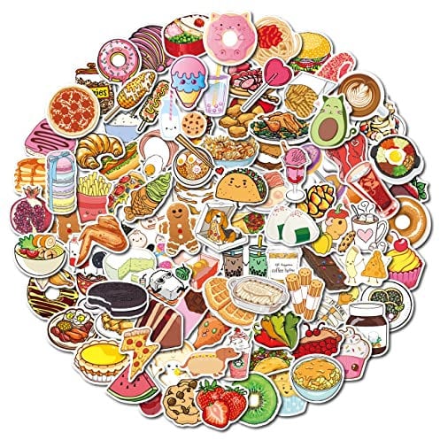 Süßes Essen Aufkleber, kawaii Wasserdicht Vinyl Stickers für Laptop Wasserflasche Skateboard Auto Motorrad Fahrrad Gitarre PS4 Gepäck Koffer Phone Pad DIY [100 Stück]