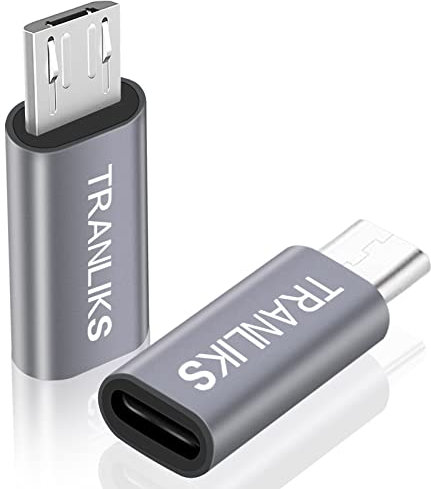 TRANLIKS Lightning to USB Adapter, 2-Pack Grey: Charge & Sync Compatible with Micro USB Devices