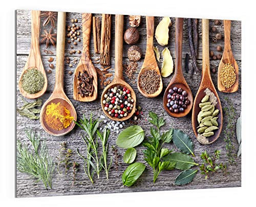 DEQORI Glas-Magnettafel | 120x90 cm groß | Motiv Dekorierte Kochlöffel | Memo-Board aus Glas | Magnetboard inkl. Magnete, Stift & Tuch für Küche & Büro | Tafel magnetisch & beschreibbar