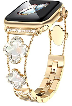 42/44/45/46/49/ mm cool woman chain metal smartwatch strap compatible with Apple Watch Band Series 10/9/8/7/6/SE/5/4 adjustable replacement watch bracelet for Iwatch gold Watch Band