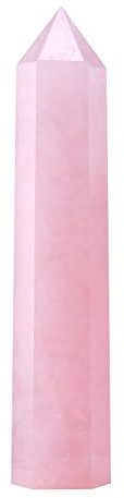 Apengshi Großer Rosenquarz natürlicher Heilkristall Turm 15 cm - 16 cm 6 facettierte Single Point Liebe Energie Ladegerät Kristall Zauberstab Stein Meditation Home Decor Sammlung Geschenk