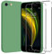 Coque pour iPhone SE 2020 2022, iPhone 8/7 Silicone Liquide+2 Verre Trempé Film Protection écran,Souple Antichoc Housse Etui,Protection Complète,4,7 Pouces, Vert Minuit