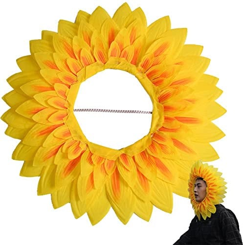 Sonnenblumen-Kopfbedeckung, Lustige Leistungsrequisiten, Sonnenblumenhut, Kapuze Für Tanzparty, Festivalspiele, Kinder, Teenager, Erwachsene