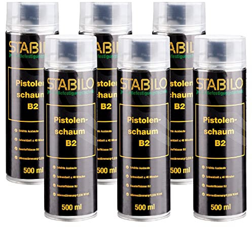 6x Pistolenschaum B2-500ml erhöhte Ausbeute | Bauschaum, PU Schaum, Füll- und Dämmschaum | 6 Stück