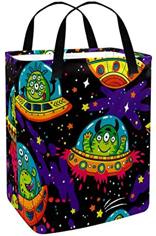 Alien Monsters Cartoon großer Wäschekorb, wasserdicht, freistehend, für Kleidung im Wohnheim und Familie