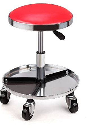 WAEYZ Pneumatischer 360-Grad-Drehhocker, Verstellbarer Mechaniker, Mechaniker-Rollsitz, Hochleistungs-Rollhocker für Mechaniker, Werkstatt-Hocker mit Rollen