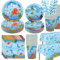 LSJDEER, Under The Sea Party Supplies - Vaisselle Ocean Sea Party - Assiettes à dîner Assiettes desserts Tasses Serviettes Nappe Pailles pour décorations d’anniversaire du monde sous-marin