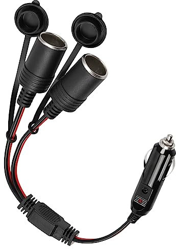 Zigarettenanzünder Splitter Adapter,16AWG 1 bis 2 Zigarettenanzünderbuchse Wasserdicht Marine Grade 12V / 24V Gleichstrom-Feuerzeugsteckdose Steckdose für AUTO, KFZ, Handy, Tablet, GPS
