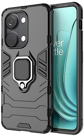 SEAHAI Funda para OnePlus Nord 3 5G, Estuche con 360 Grados Anillo Soporte [Grado Militar Anti-Caída] Silicona Bumper Antigolpes Armor Carcasa - Negro