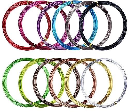 12 Rollos Alambre Manualidades 1mm - 60m Alambre Artesanal de Aluminio Multicolor Alambre de Metal Flexible para Bricolaje Joyería Modelado Escultura Manualidades - 12 Colores