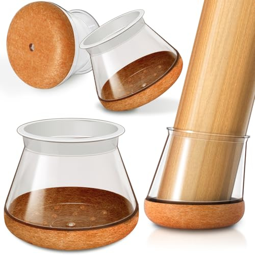 OCONDA 24 Stück Stuhlbeinkappen für Schräge Stuhlbeine, Klare, Rund L | Schutzkappen, Filzgleiter, Stühle für Verschleißfeste Stuhlbeinschoner, L Fit:32-40mm