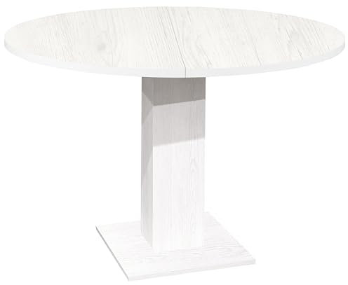 DEINE TANTE EMMA Tap/Rund_90 Esstisch RUND Küchentisch Piano Aurelio weiß Nb. ausziehbar 90 cm Durchmesser