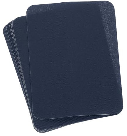 sourcing map Iron on Patches for Clothing Fabric Repair Patches Iron-On Mending Fabric 4.9x3.7 for Clothes, Pants, Bags Hole Repairing and Decoration Pack of 10 (Navy Blue)