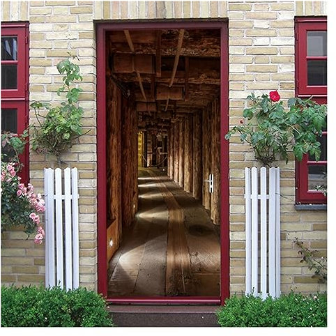 Door Stickers 3D London 9 3/4 London Underground Station Door Stickers Wallpaper DIY Home Decoration Accessories Waterproof Poster Mural (Color : JMT-401, Size : 90x200cm)