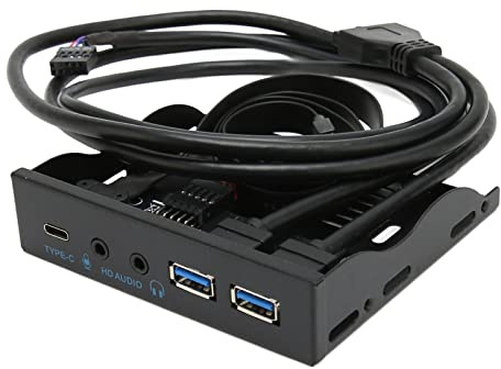 3.5 Inch Front Panel USB C Hub, 10Gbps USB3.2, with 20Pin 2 Port USB 3.0 Hub and 3.5mm Audio Interface, for 8, 10, 11