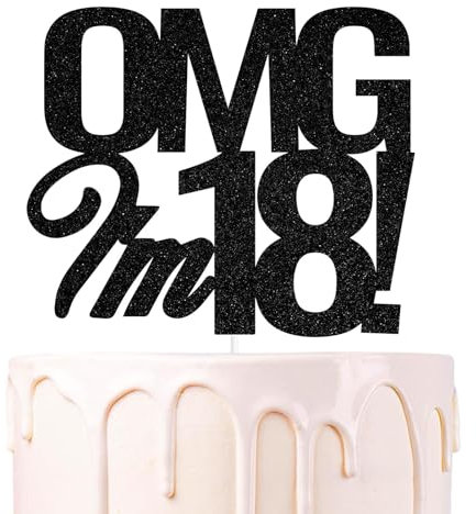 ALEGRE® Tortendeko 18 Geburtstag Deko Junge Mädchen, Happy Birthday Tortendeko Schwarz, Cake Topper 18 Geburtstags, Kuchendeko Geburtstag 18, Kuchen Deko 18. Geburtstags, Geburtstagsdeko 18 Jahre