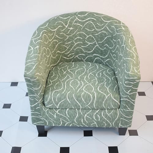 Surwin Sesselbezug Sesselschoner mit Elastisch Stretch Husse, 3D Geometrisch Sesselüberwurf Universal Chair Schonbezug Sofabezug für Clubsessel Lounge, Cocktailsessel (Grüne Linien,One Size)