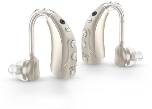 HIBRIQ Dispositivo Sonoro per Anziani con 4-EQ Modes, Noise Canceling e Controllo del Volume, HBQD-Gold
