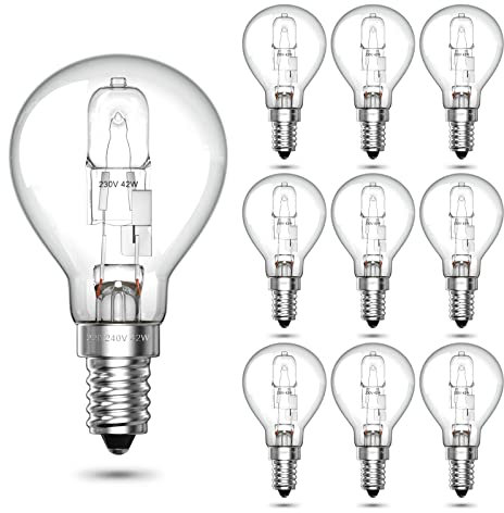 Lamptobe 10-Pack SES E14 Golf Ball Bulb Dimmable, 42W G45 Small Edison Screw Globe Light Bulb 240V Classic Mini Globes Clear Round Light Bulbs Warm White 2700K