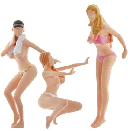 Luzhengyang 3X 1/64 Bikini Autowäsche Mädchen Diorama Figuren Sand Tisch Miniatur Menschen Modell Zubehör Realistische Actionfigur Zug Layout Szene Charaktere Szenario Puppen