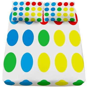 Spannbettlaken 200x200+30cm, Einfache Geometrische Punkte Muster Spannbettuch, Matratzenhöhe bis 30 cm für Boxspringbett Tupfen Bettlaken Weiche Mikrofaser Spannbetttuch