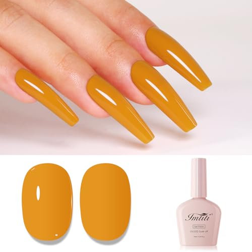 Imtiti Orange Gel Nail Polish, Pumpkin Orange Gel Polish High Gloss Soak Off UV LED Nail Gel Polish Autumn Winter Gel Polish Nail Art Manicure Salon Design Gel Nail Set 10ML