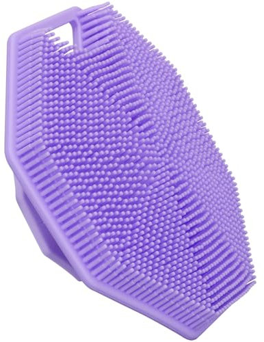 Alyvisun Brosse de Bain en Silicone avec Crochet et ventouse, Brosse pour le Corps [Exfolier et Masser en Douceur], Brosse de Douche pour Tous les Types de Peau (Violet)