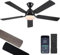 Shanggu Ventilatore da Soffitto con Luce e Telecomando Silenzioso, Ventilatori da Soffitto 132 cm con Lampada a LED con 5 pale in Legno, Venature del Nero per Camera da Letto, Soggiorno