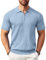 COOFANDY Herren-Poloshirt mit Reißverschluss, kurzärmelig, gerippt, modisch, lässig, Golf-Shirts., Himmelblau, L