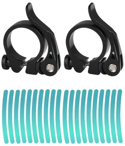 MYGLOAR Morsetto per sedile in lega di alluminio da 2 pezzi, bici a sgancio rapido, morsetto per sedile per bici, reggisella a sgancio rapido, con strisce riflettenti (31,8 mm, nero)
