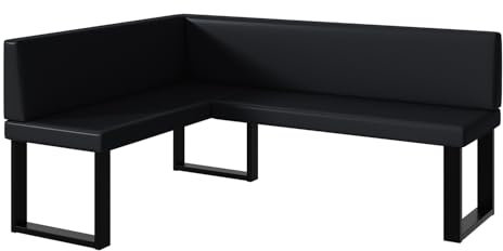 MEBLINI Eckbank für Esszimmer - Küchenbank - Essecke - Sitzecke Küche - Toni - U-Beine 128x168x87cm Links - Schwarz Kunstleder