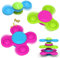 Saugnapf Spielzeug Baby 3 Stück Fidget Spinner Baby Stern- und Monddruckmuster 10 Monate+ Baby Spinner mit Saugnapf Silikon Spinner Baby Sensorik Montessori Spielzeug Badespielzeug （Stapelbar-Stern