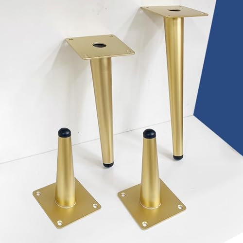 pingping1991 4 Stück Möbelfüße,Metall Möbelbeine Gold Schrankfüsse Moderne konische Schrankstützbeine Couchtisch Füße für Stühle Sofas Schränke TV-Schreibt