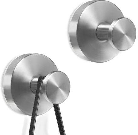 Gomeer 2PCS Silvery No Drill Suction Cup Hooks,Wreath Hook for Christmas Wreath Halloween Decorations Bathroom Towel Shower Door Window,Stainless Steel Vacuum Adhesive Heavy Duty Suction